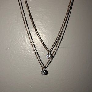 Forever21 Gold Chain Layering Necklace w Diamond